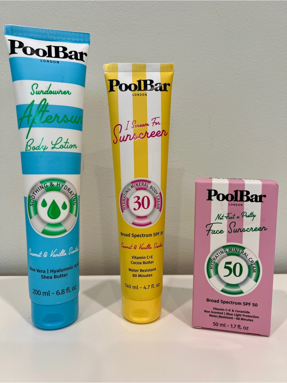 New PoolBar London set of 3 Mineral Body SPF Sunscreen & Aftersun Anthropologie